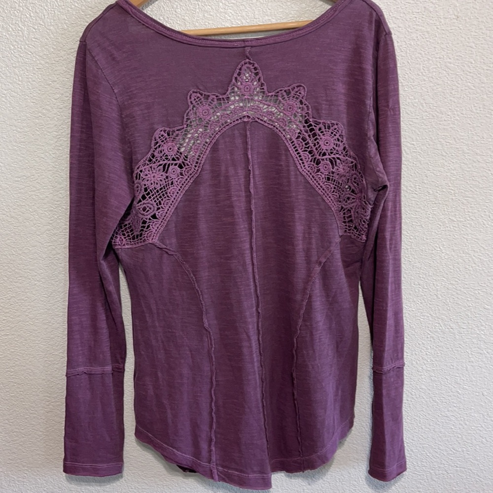 Free People Plum Purple Long Sleeve Button-Down Top - Picture 5 of 10